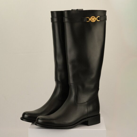 Versace Medusa ‘95 Knee-High Leather Boots, Black, EU 40/US 10 - Picture 2 of 14